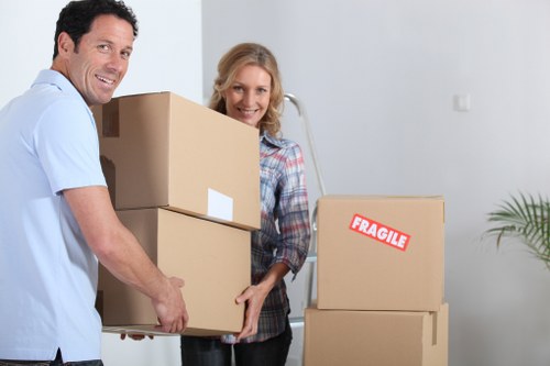 Boxes and furniture loaded into a removals van